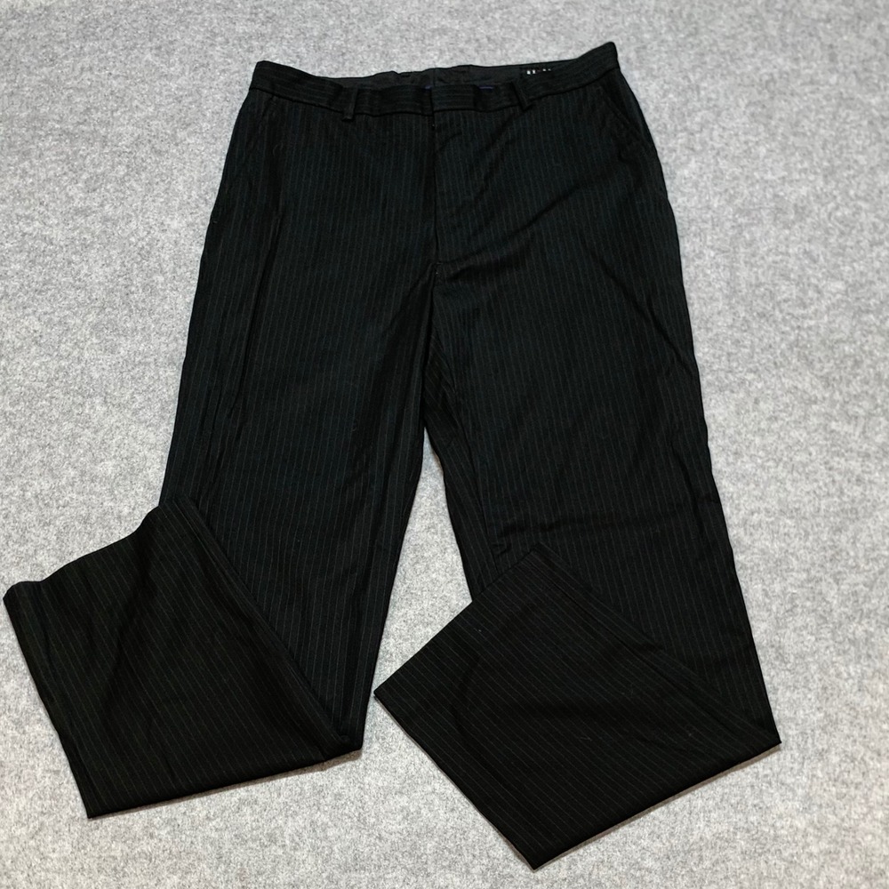 Axcess Claiborne Black Pinstripe Straight Leg Dress Pants Trousers 34x32.5
